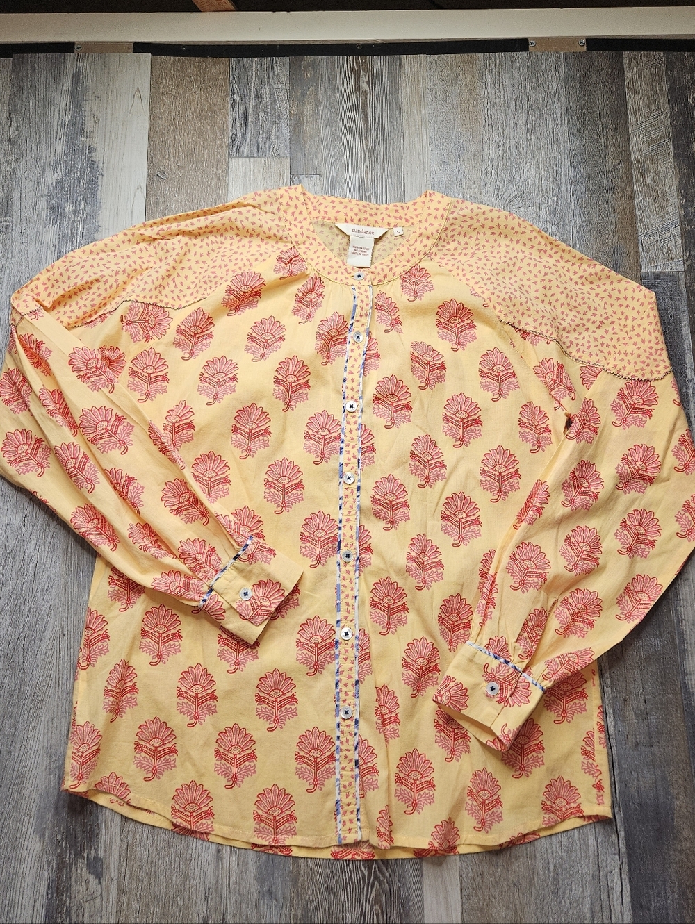 Sundance Blouse Small Floral.button Down Pink Yellow